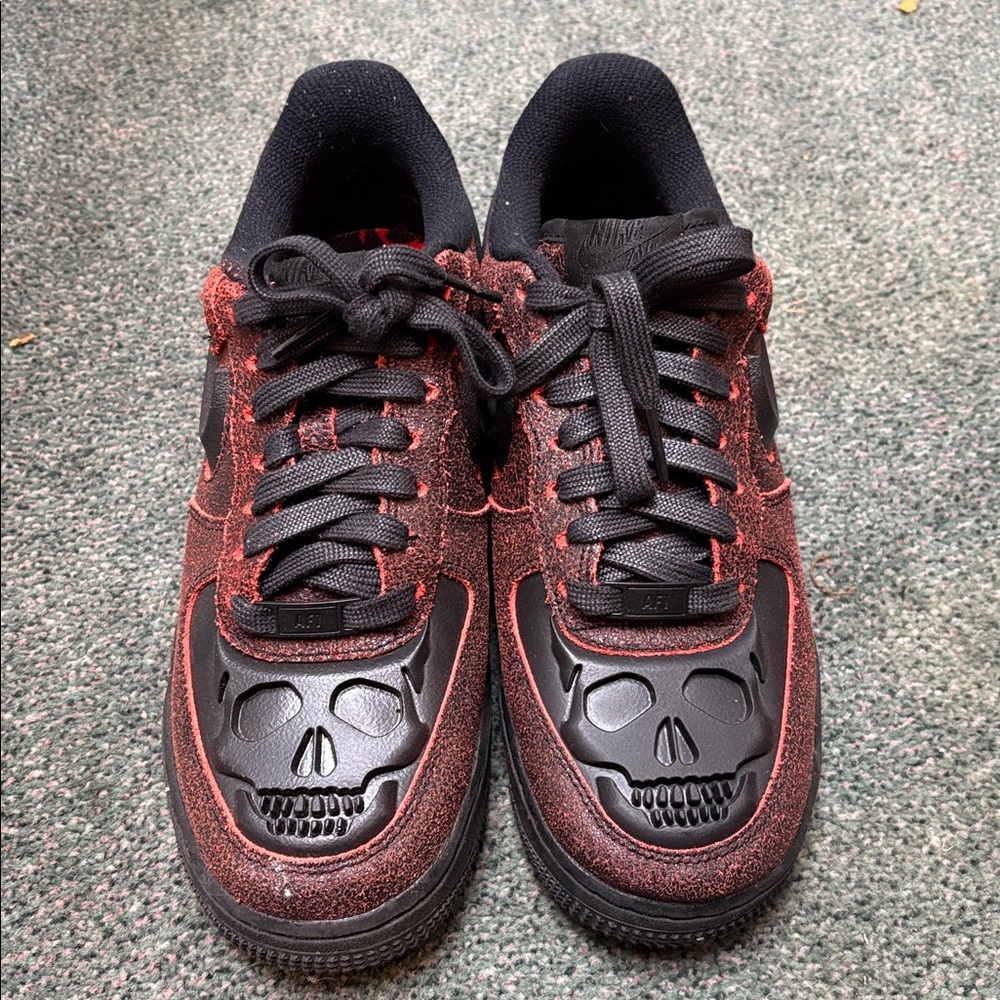 Nike Black and Red Skull Sneakers